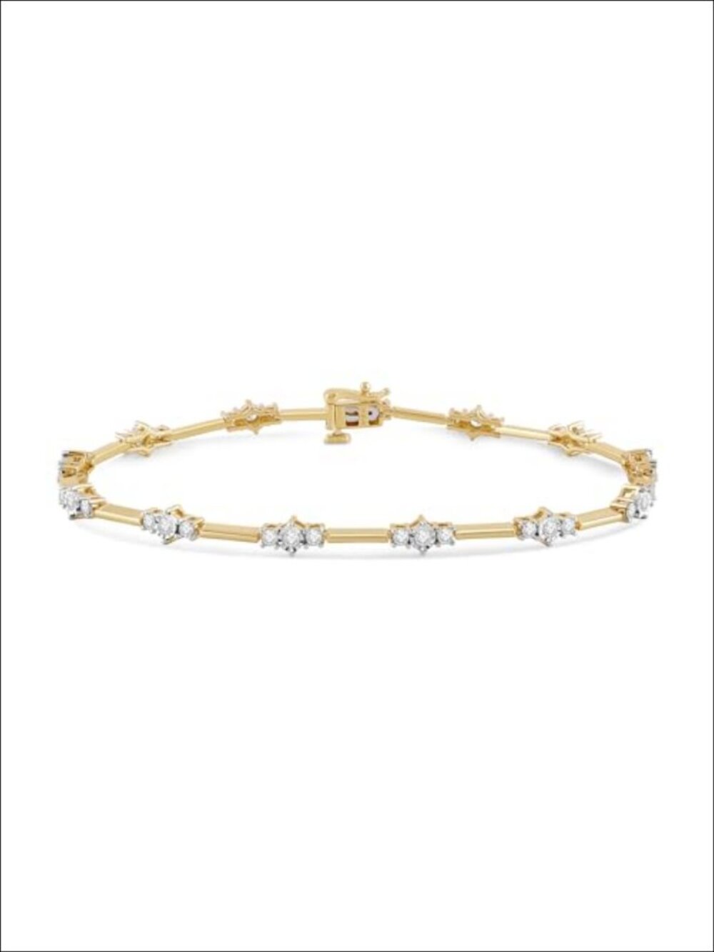 Yellow Gold Plated Sterling Silver Diamond Link Bracelet Adjustable 7.25"